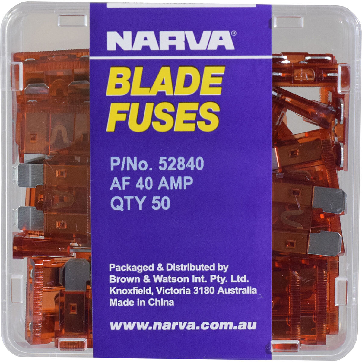 Narva Automotive Fuses - Standard Blade, 40 Amp, 50 Pack, , scaau_hi-res