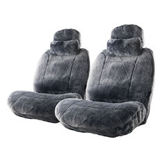 PIMTEST190122 Platinum Cloud Sheepskin Seat Covers - Black, Built-in Headrests, Size 60, Front Pair, Airbag Compatible, Slate, scaau_hi-res