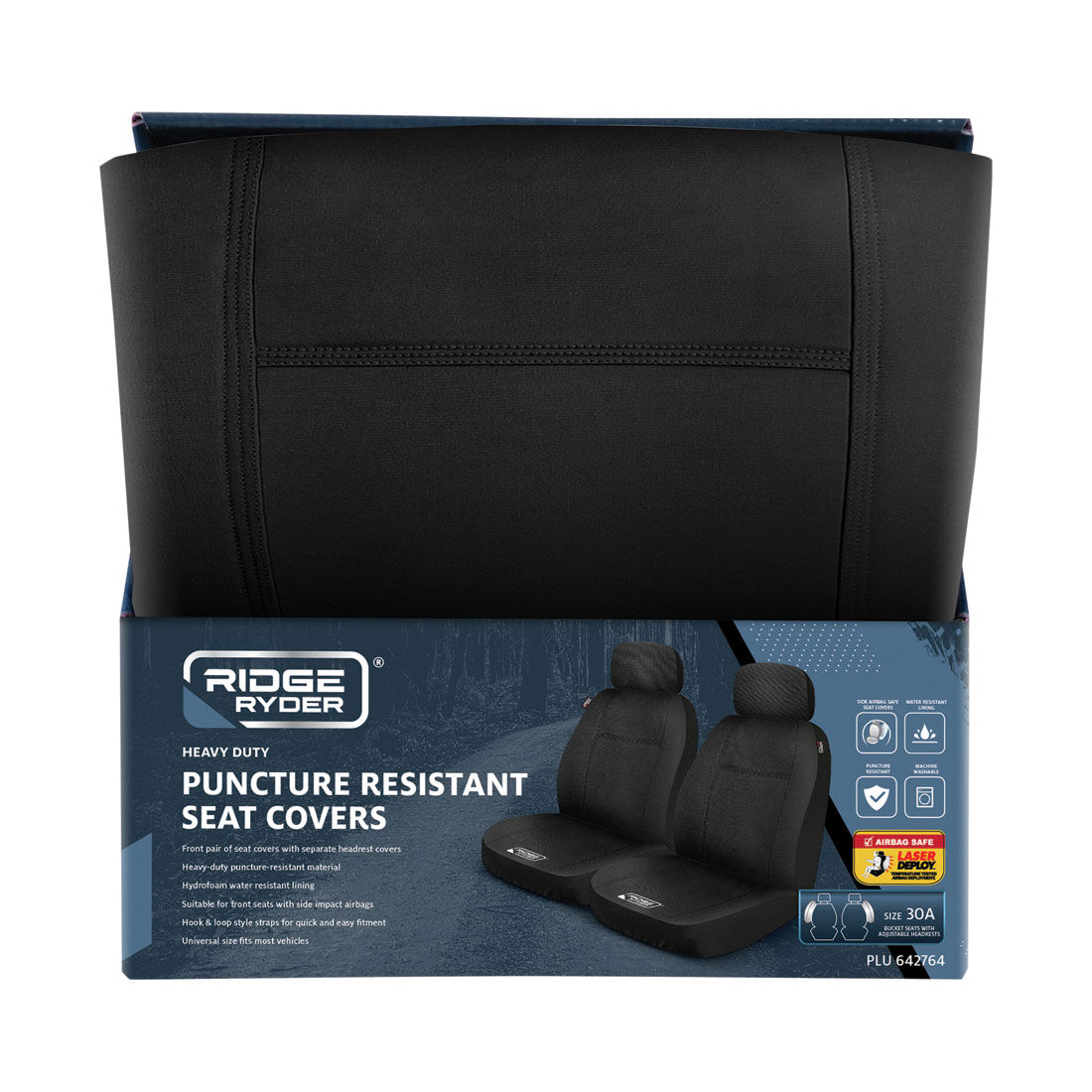 Ridge Ryder Puncture Resistant Seat Cover Black Adjustable Headrests Airbag Compatible, , scaau_hi-res