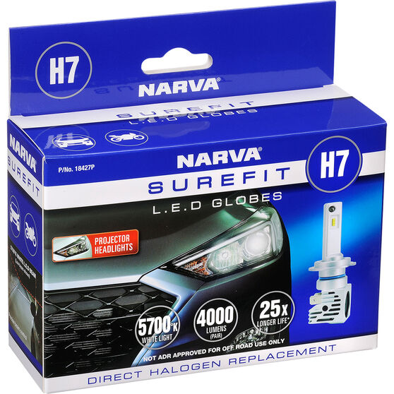 Narva Surefit Projector Style LED Headlight Globes - H7, 12/24V, 18427P, , scaau_hi-res
