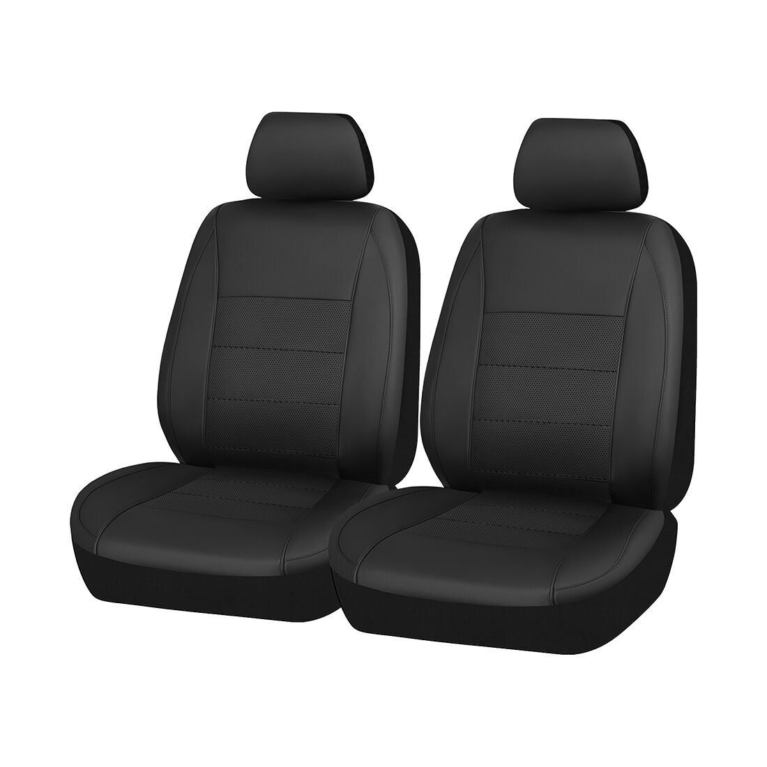 SCA Leather Look Seat Covers Black Adjustable Headrests Airbag Compatible 30SAB, , scaau_hi-res