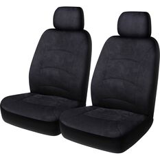 Cloud Premium Suede Seat Covers - Black Adjustable Headrests Size 30 Front Pair Airbag Compatible, , scaau_hi-res