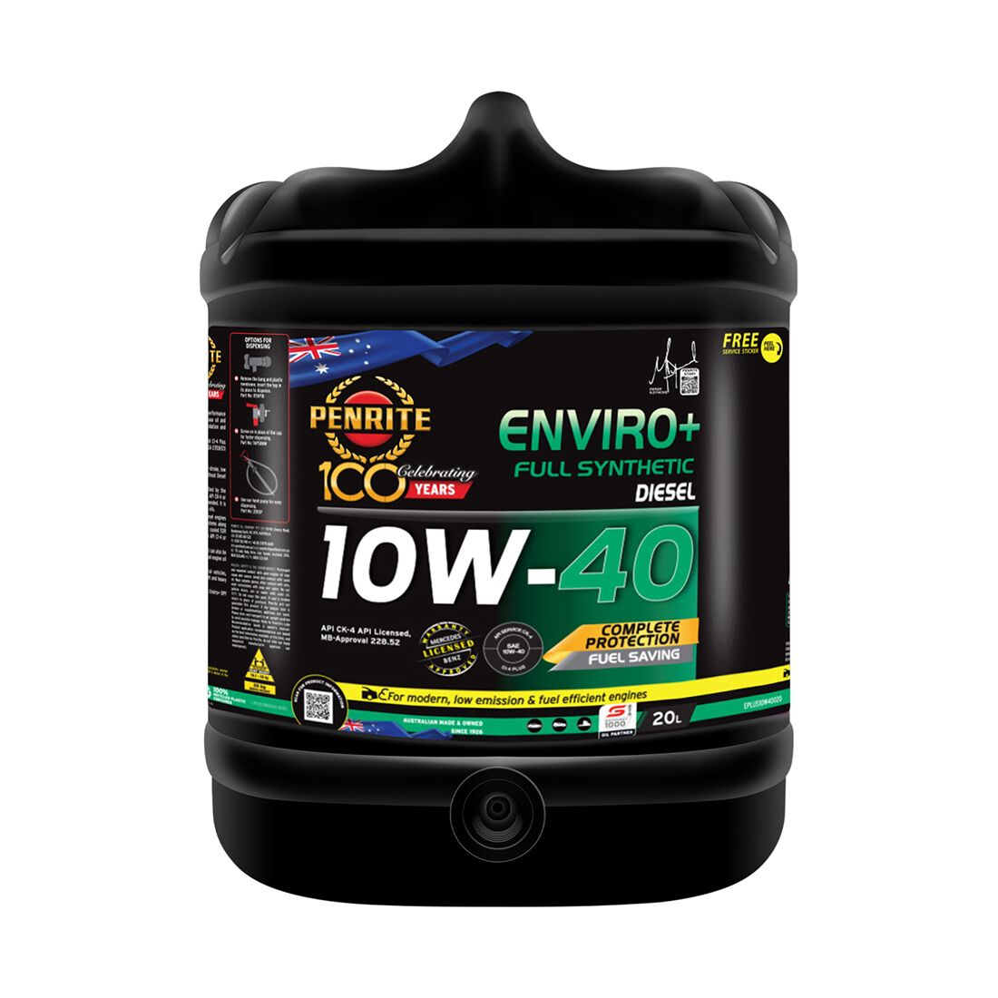 Penrite Enviro+ Engine Oil 10W-40 20 Litre, , scaau_hi-res
