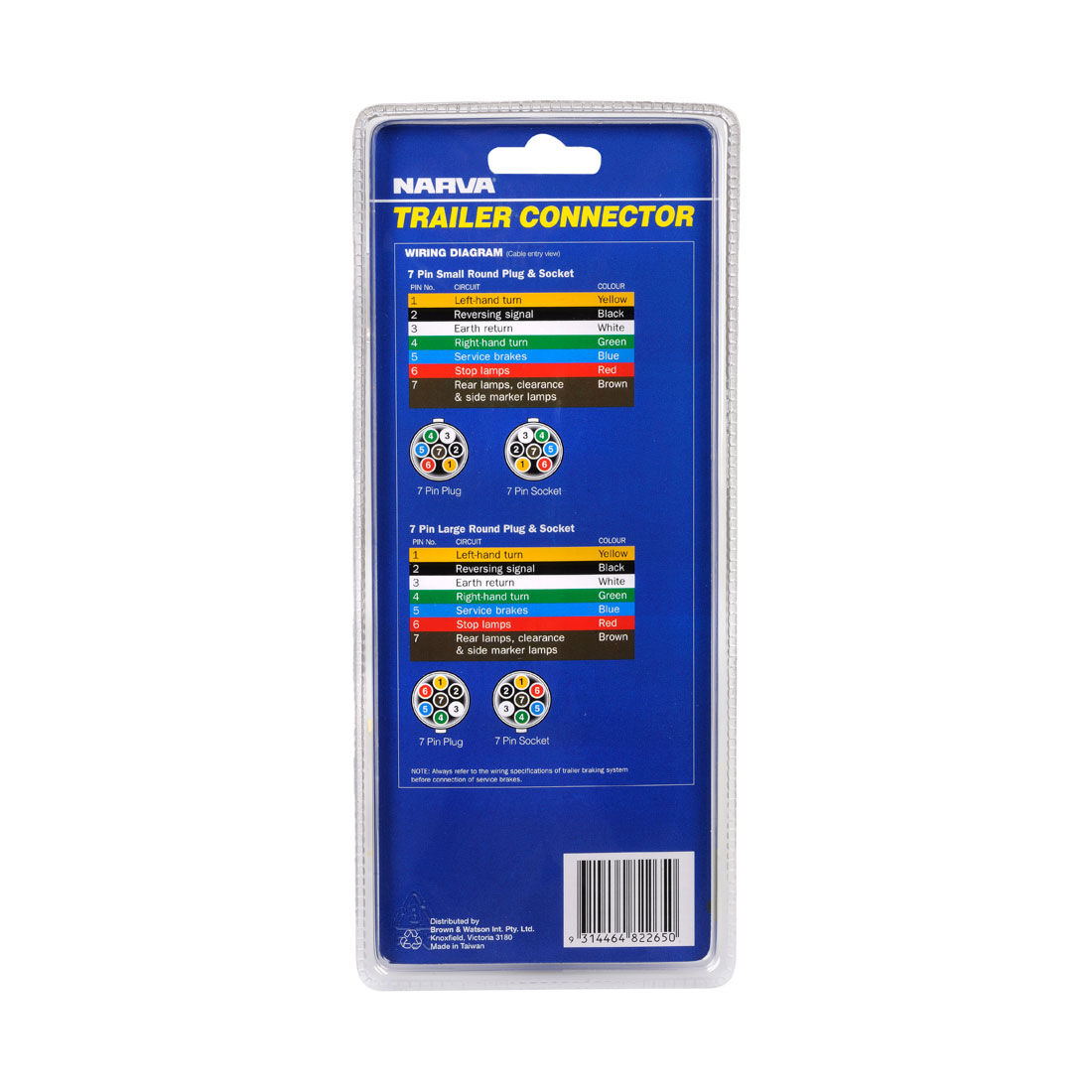 Narva 7 Pin Large Round Socket To 7 Pin Small Round Trailer Plug, , scaau_hi-res