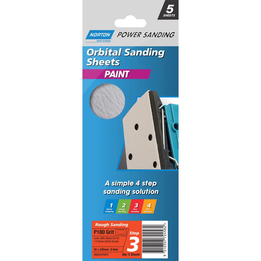 Norton 1/3 Sander Sheet 180 Grit Supercheap Auto