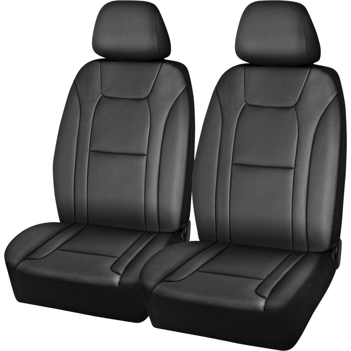 SCA Leather Look Seat Covers Black Carbon Adjustable Headrests Airbag Compatible 30SAB Supercheap Auto
