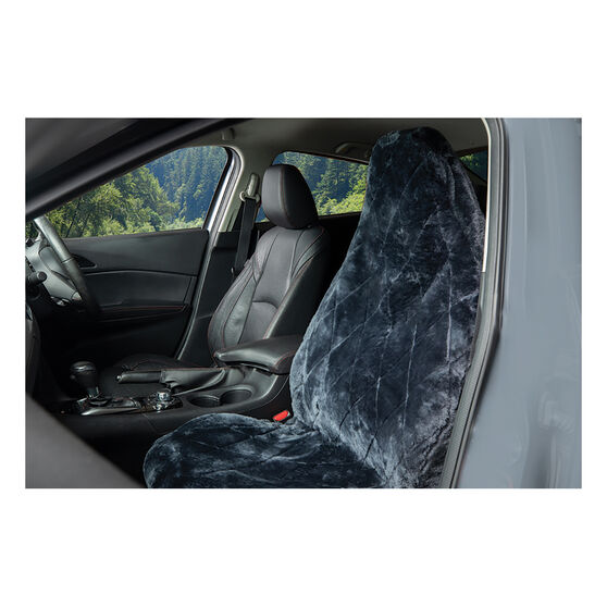 Sca Diamond Cut Sheepskin Seat Cover Charcoal Built In Headrest Size 60 Single Airbag Compatible Super Auto - Custom Sheepskin Car Seat Covers Brisbane
