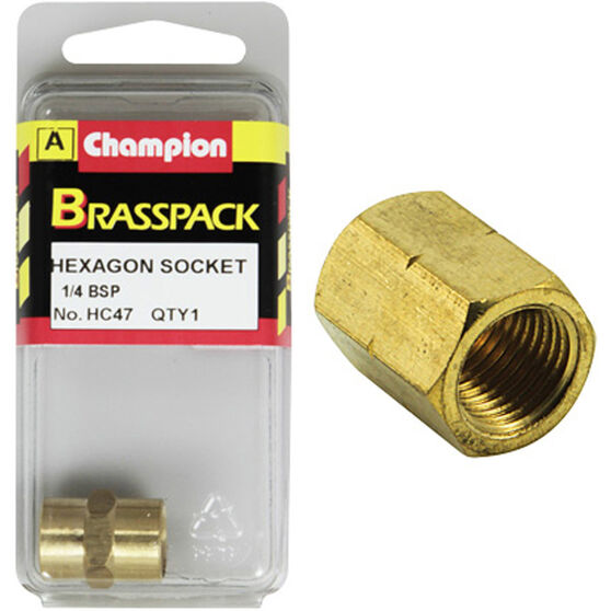 Champion Hex Socket - 1 / 4inch, Brass, , scaau_hi-res