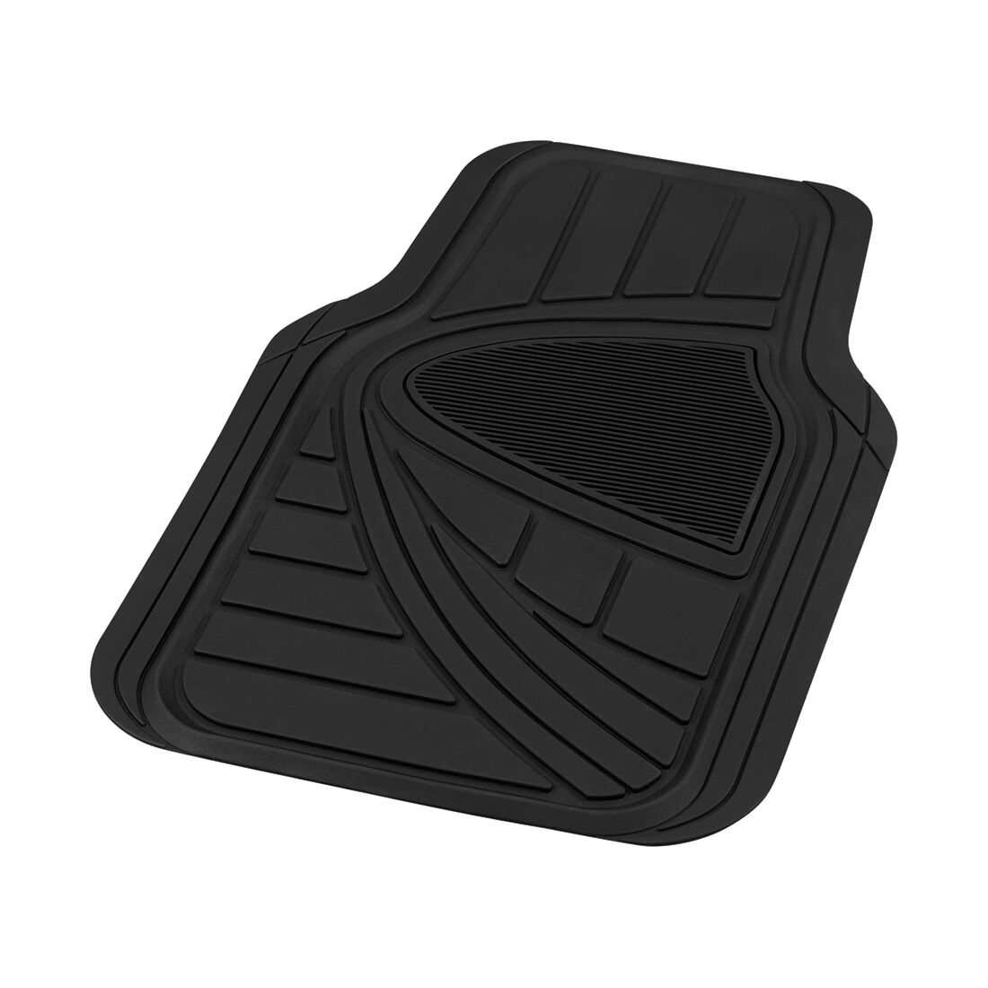 SCA Car Floor Mats PVC Rubber Two-tone Trim Black Set of 4, , scaau_hi-res