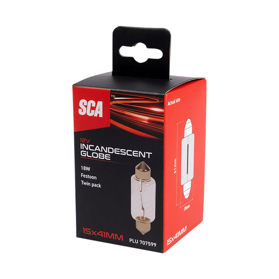 SCA Incandescent Globe - 15x41MM 12V 18W - 2 Pack, , scaau_hi-res