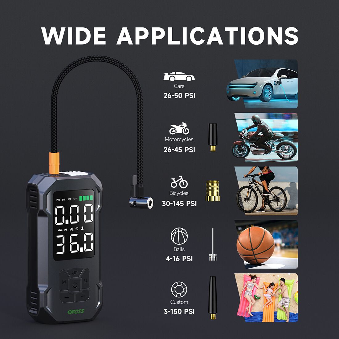 CAROSS 12V 150PSI Portable Air Compressor, , scaau_hi-res