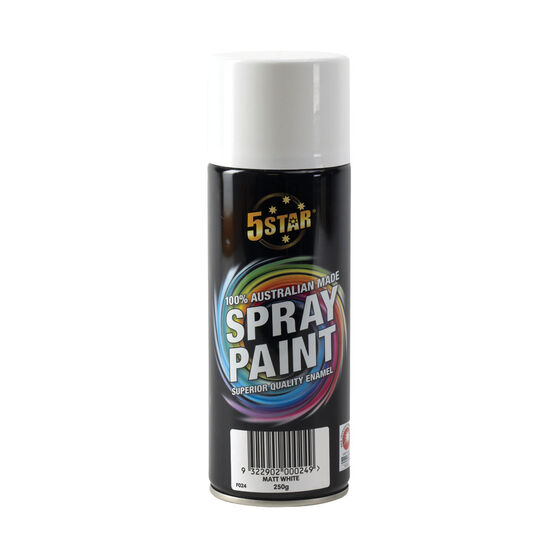 5 Star Enamel Spray Paint Matt White 250g, , scaau_hi-res