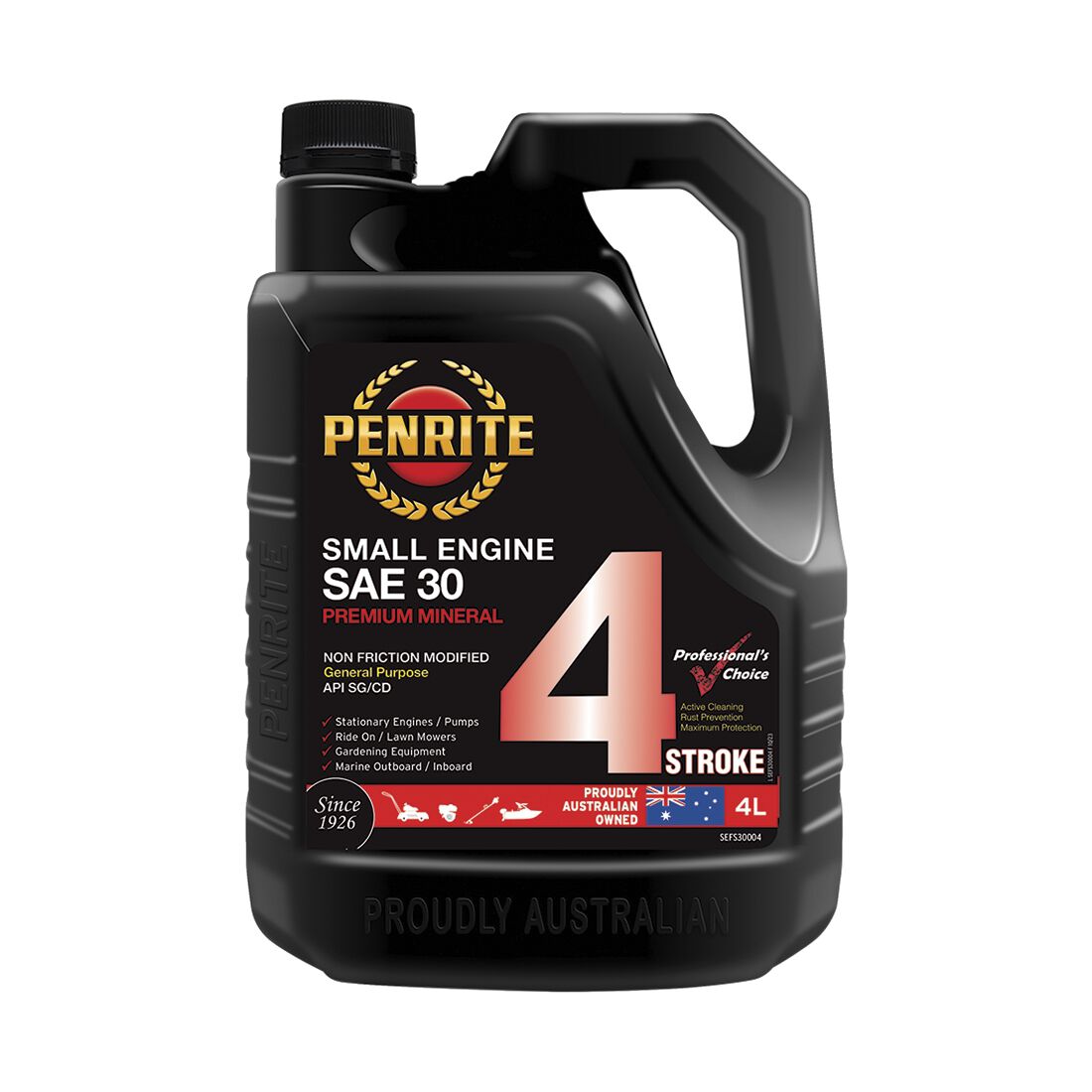 Penrite Small Engine 4 Stroke Engine Oil SAE 30 4 Litre, , scaau_hi-res