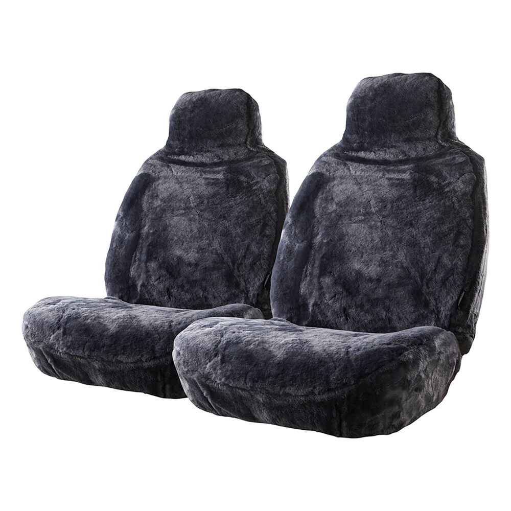 Gold Cloud Sheepskin Seat Covers Black Builtin Headrests Size 60