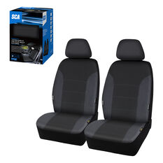 SCA Premium Jacquard and Velour Seat Covers Charcoal Adjustable Headrests Airbag Compatible 30SAB, , scaau_hi-res
