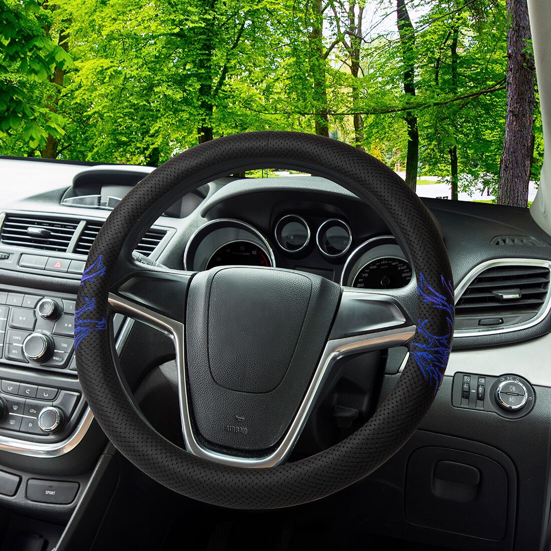 SCA Dragon Steering Wheel Cover & Seat Belt Buddie Set Red/Black, , scaau_hi-res