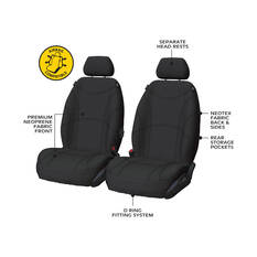 Getaway Neoprene Ready Made Seat Covers Front Pair Black suits Triton, , scaau_hi-res