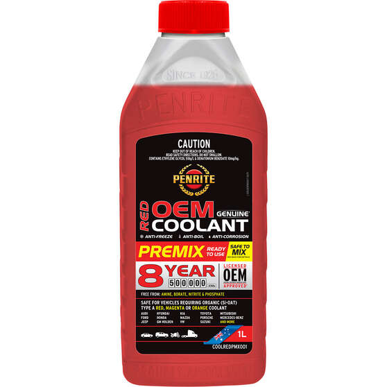 Penrite Red Long Life Anti Freeze / Anti Boil Coolant Premix - 1 Litre, , scaau_hi-res