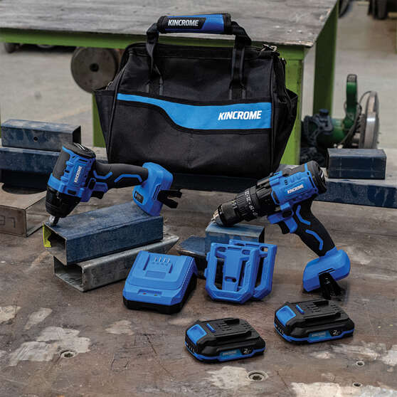 Kincrome PT18 18V 2 Piece Brushless Drill & Impact Wrench Kit 2.0Ah, , scaau_hi-res