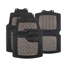 SCA Checkerplate PVC Car Floor Mats - Set of 4, Gun Metal Grey/Black, , scaau_hi-res