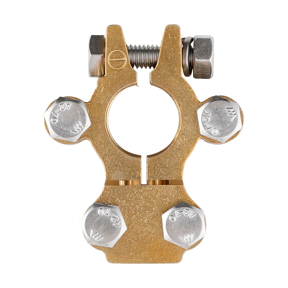 Century Battery Terminal, Forged Brass, Saddle Type With Auxiliary Connections - Negative, , scaau_hi-res