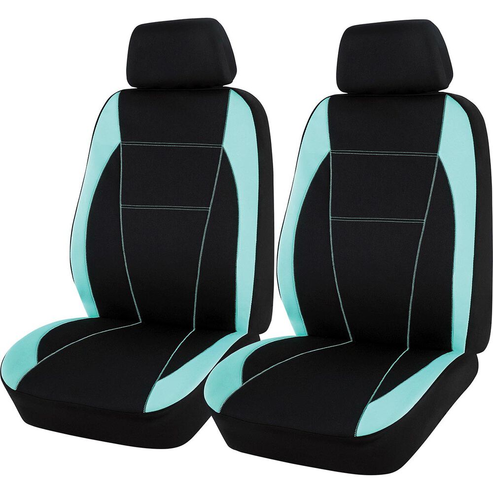 Sca Neoprene Seat Covers Black And Mint Adjustable Headrests Airbag Compatible Super Auto - How To Clean Neoprene Seat Covers