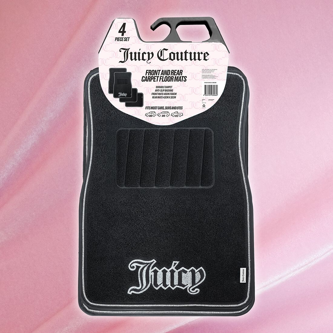 Juicy Couture 4 Piece OG Big Bling Carpet Floor Mats - Black, , scaau_hi-res