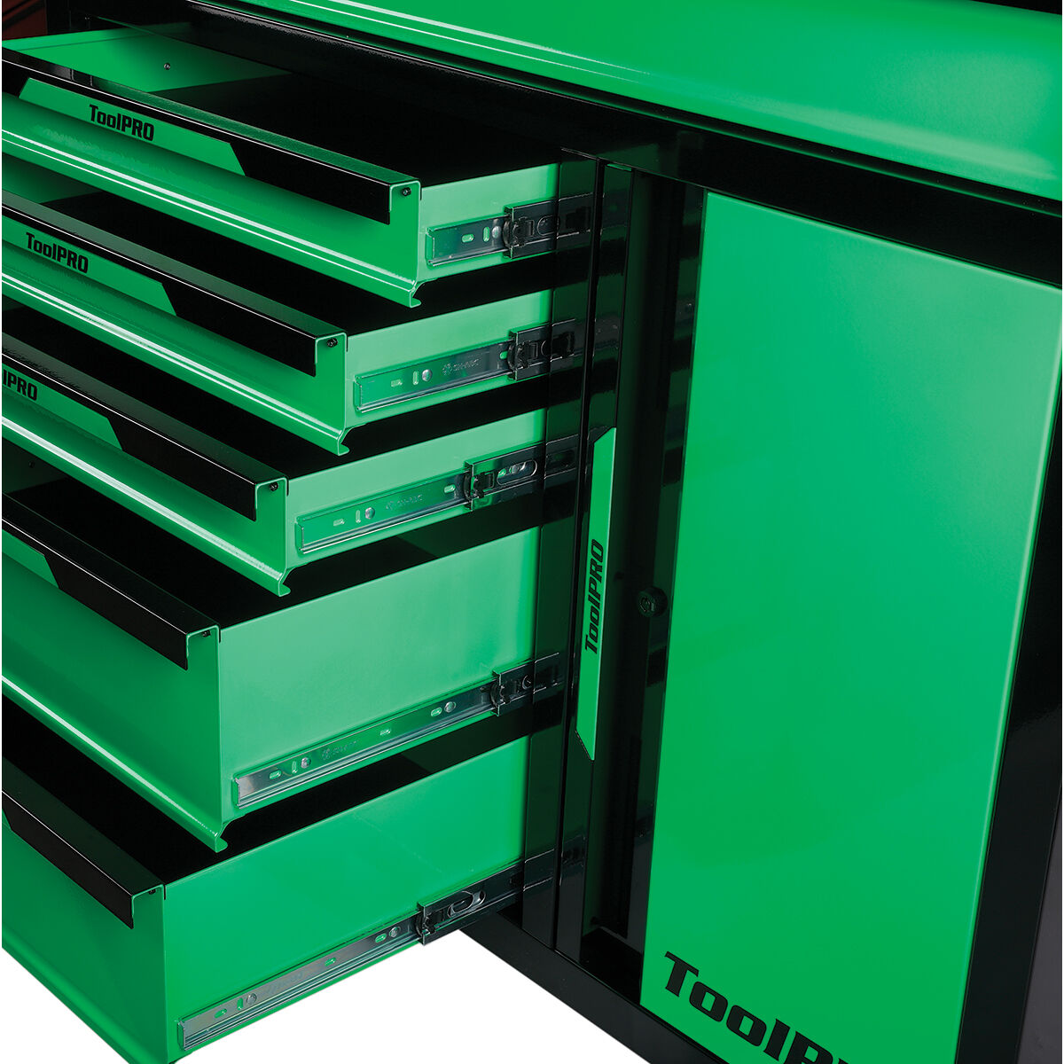 ToolPRO Neon Tool Cabinet Green 6 Drawer 42 Inch, , scaau_hi-res