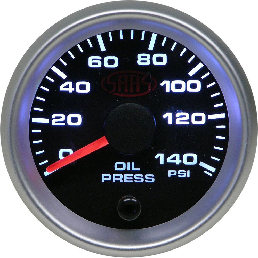 SAAS Oil Pressure Gauge Black 52mm | Supercheap Auto