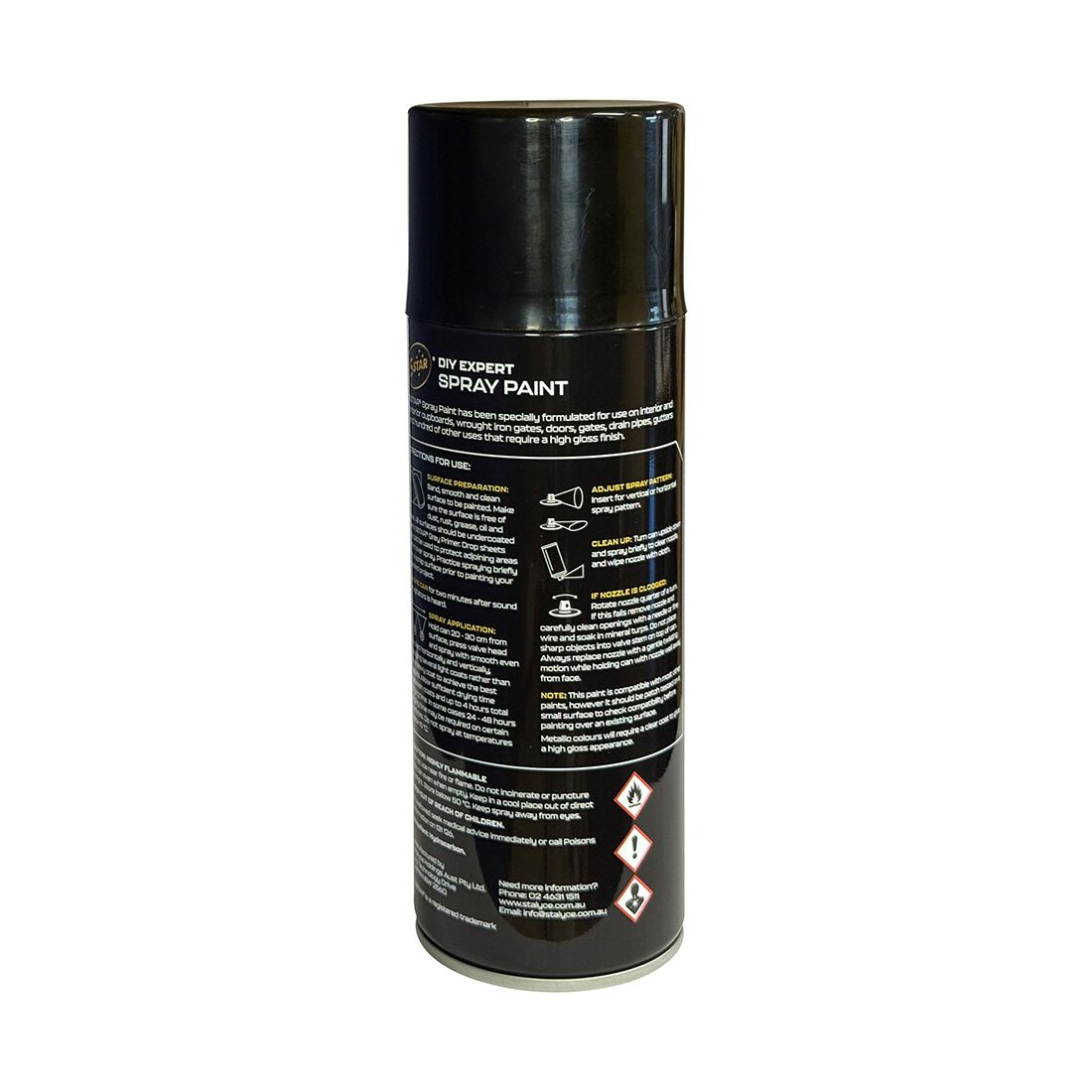 5 Star Enamel Spray Paint Satin Black 250g, , scaau_hi-res