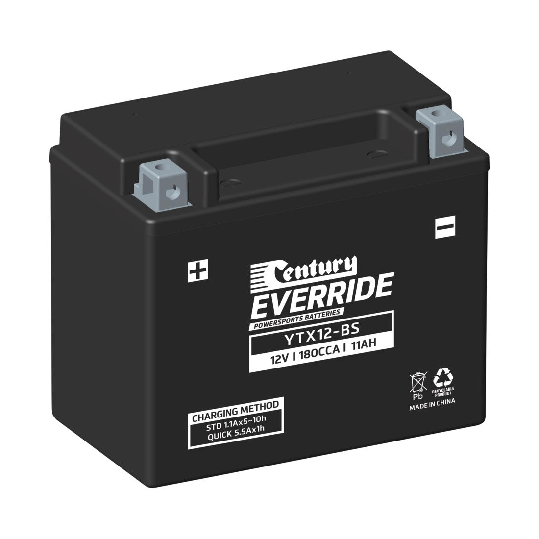 Century EverRide Powersports Battery YTX12-BS, , scaau_hi-res