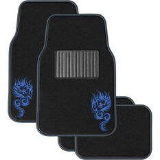 SCA Dragon Floor Mats Carpet Black/Blue Set of 4, , scaau_hi-res
