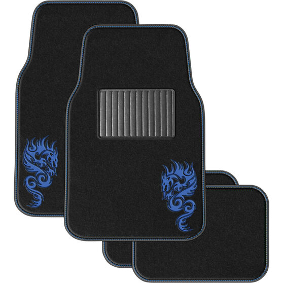 Sca Dragon Floor Mats Carpet Black Blue Set Of 4 Supercheap Auto