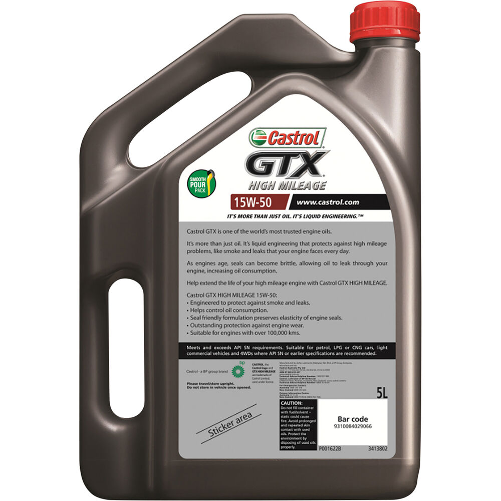 Castrol GTX High Mileage Engine Oil 15W50 5 Litre Supercheap Auto