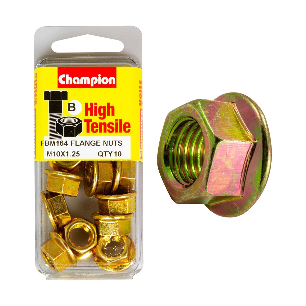 Champion Hex Flange Bolts & Nuts High Tensile M10 X 25 X 1.25mm 14af Grade 8.8, , scaau_hi-res