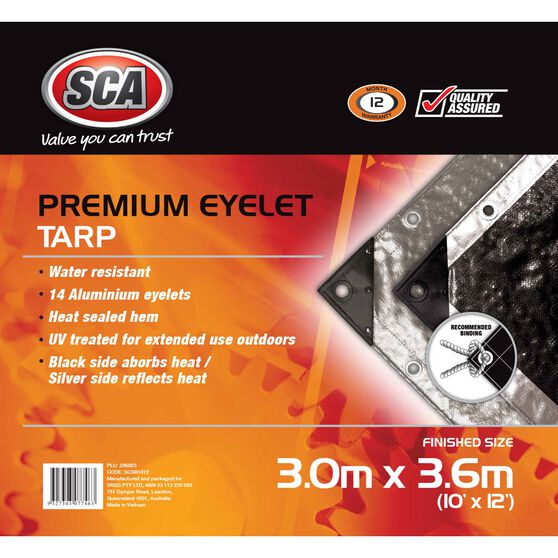 SCA Premium Poly Tarp - 3.0m X 3.6m (10 X 12), 185GSM, Silver, , scaau_hi-res