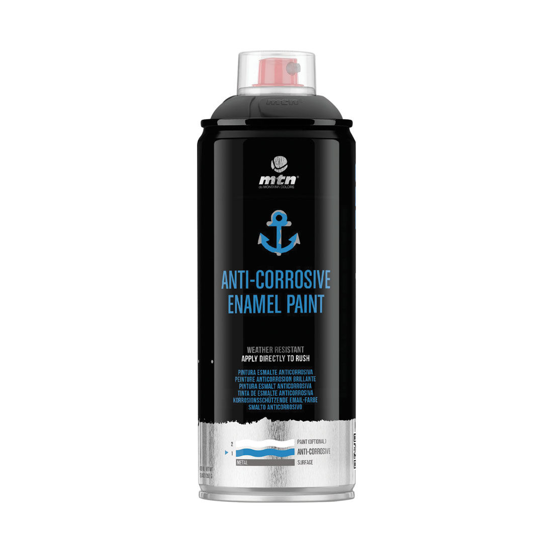 MTN Pro Black Anti-Corrosive Enamel Spray Paint 400mL, , scaau_hi-res