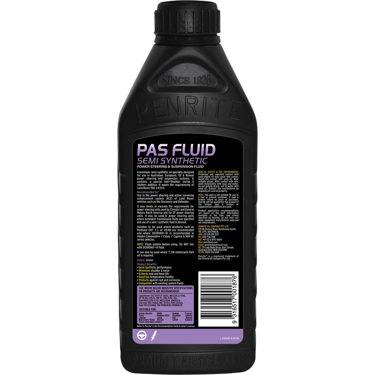 Power Steering Fluid - PAS, 1 Litre, , scaau_hi-res