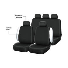 SCA Essentials Black Seat Cover Front And Rear Pack, Adjustable Headrests, Front Seat Airbag Compatible, , scaau_hi-res