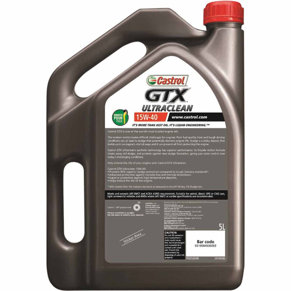 Castrol GTX ULTRACLEAN Engine Oil 15W40 5 Litre Supercheap Auto