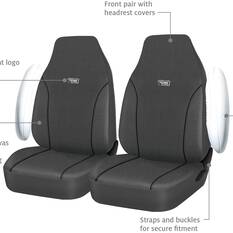 Ridge Ryder Canvas Seat Covers Charcoal/Black 60SAB, , scaau_hi-res