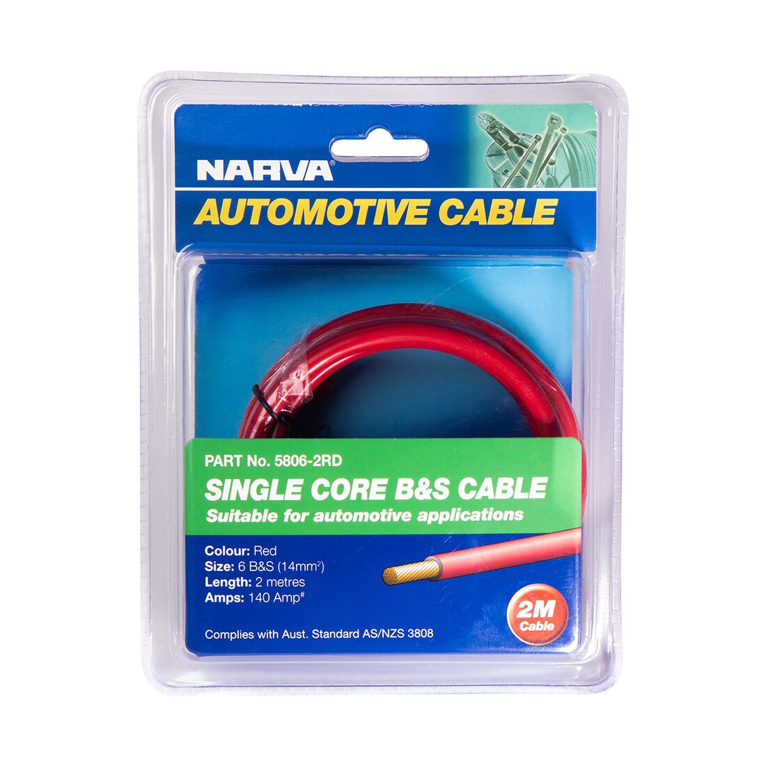 Narva Battery & Starter Cable, 140 Amp, 14mm x 2m - Red, , scaau_hi-res