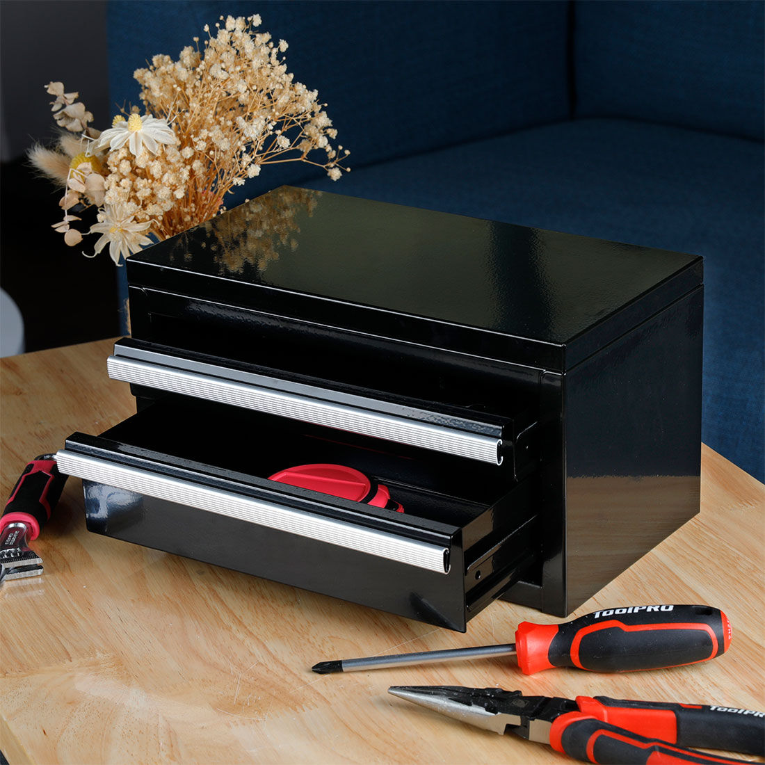 ToolPRO Miniature Tool Chest 2 Drawer Black, , scaau_hi-res