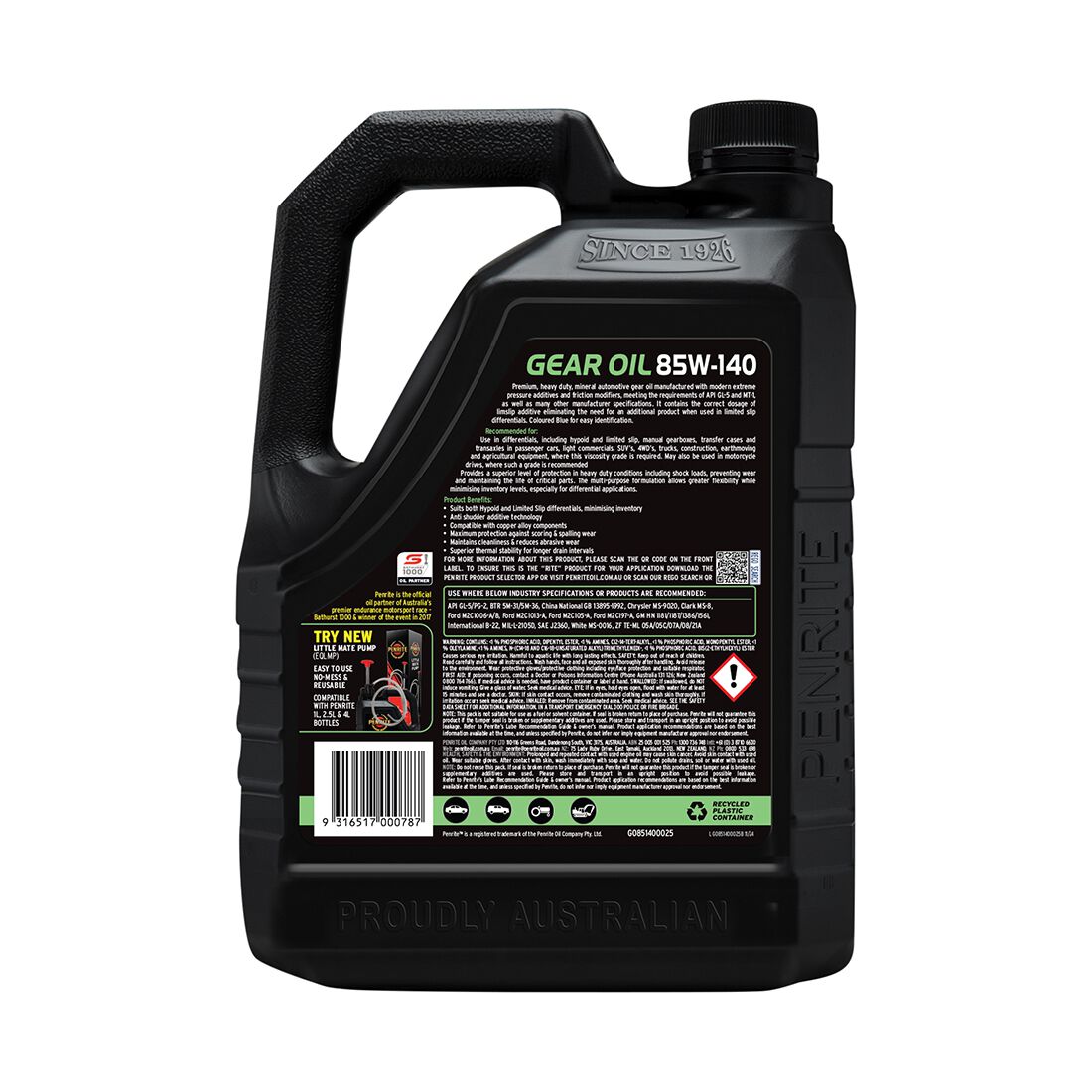 Penrite Gear Oil - 85W-140, 2.5 Litre, , scaau_hi-res
