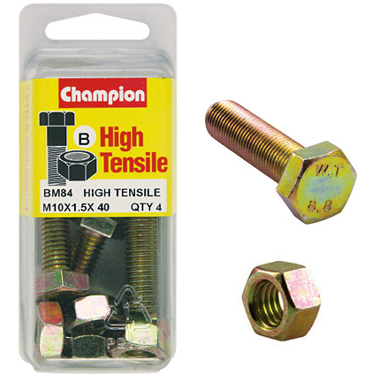 Champion High Tensile Bolts and Nuts BM84, M10x1.5 x 40mm, , scaau_hi-res