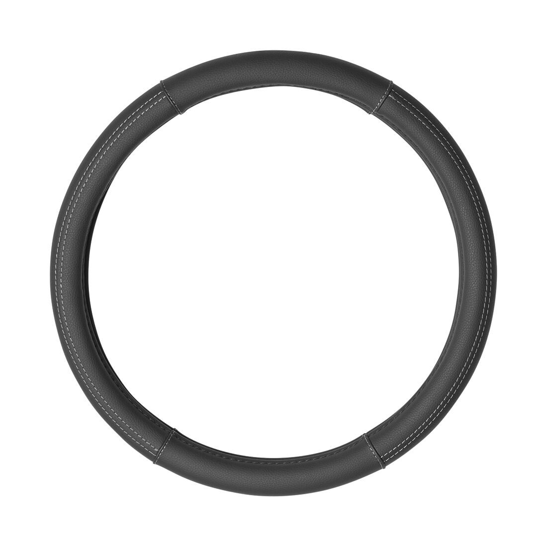 SCA Leather Look Steering Wheel Cover Black & Grey Stitch, , scaau_hi-res