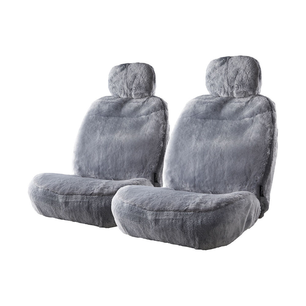 Gold CLOUDLUX Sheepskin Seat Covers Grey Adjustable Headrests Size 30