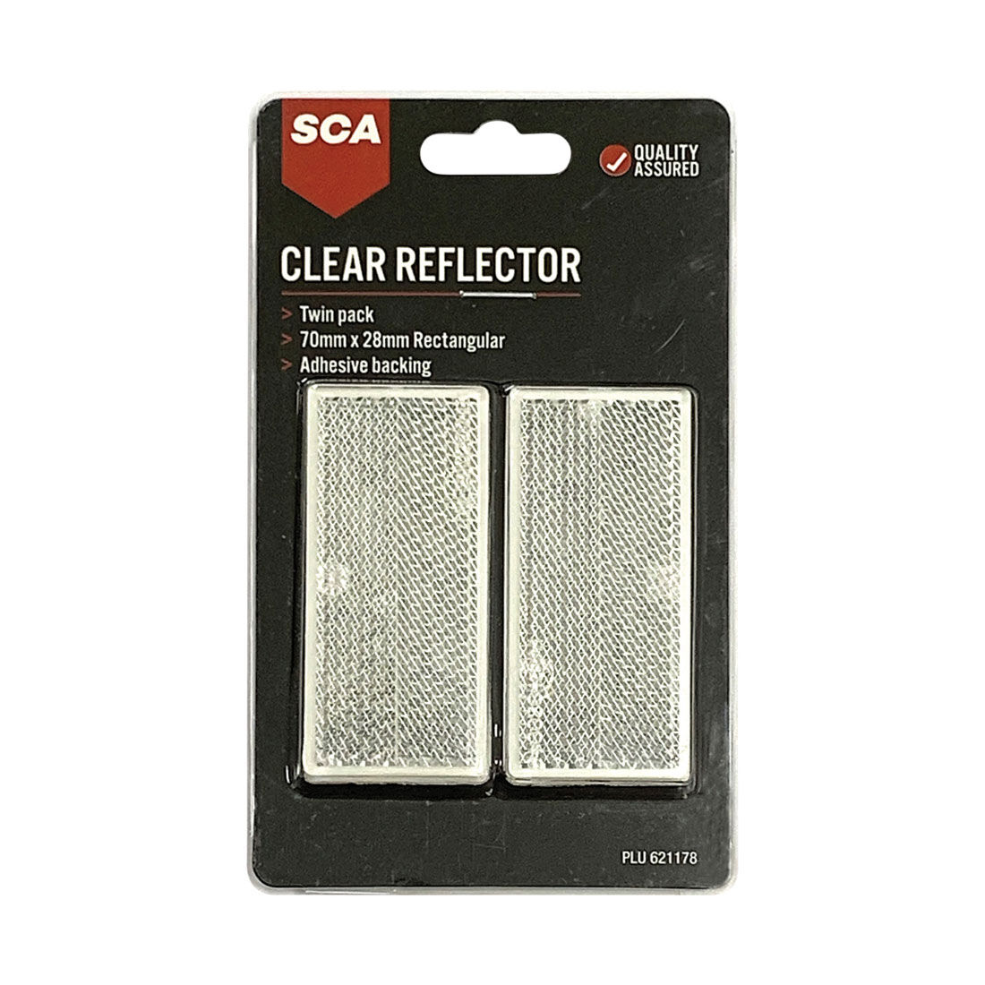 SCA Reflector Twin Pack Rectangular Clear 70 x 28mm, , scaau_hi-res