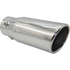 Street Series Stainless Steel Exhaust Tip - Angle Cut Rolled Tip suits 40mm to 52mm, , scaau_hi-res