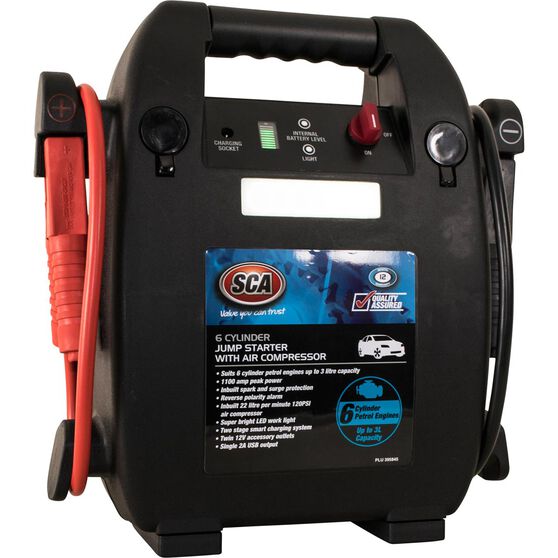 Sca 12v Jump Starter W Air Compressor 6 Cylinder 1100 Amp